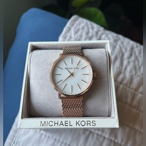 Michael Kors Women's Pyper Three-Hand Rose Gold-Tone Steel Watch